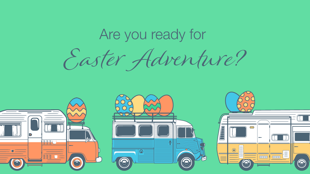 Are you ready for Easter Adventures? | Van Go Collections' Van Illustrations with Easter Eggs