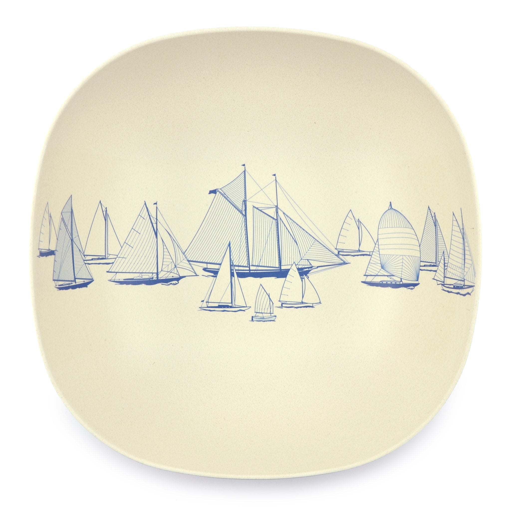 A Van Go Collections NautiGo bamboo salad bowl with sailing design