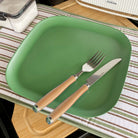 bamboo plate 26cm in classic green, with cutlery