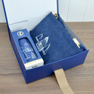 Van Go Collections NautiGo Insulated Water Bottle and a Beach Bag in a blue gift box with striped lining and grosgrain ribbon.