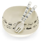 Van Go Bamboo Salad Bowl and Servers Set grey caravan destinations collection salad bowl with matching salad servers on white background.