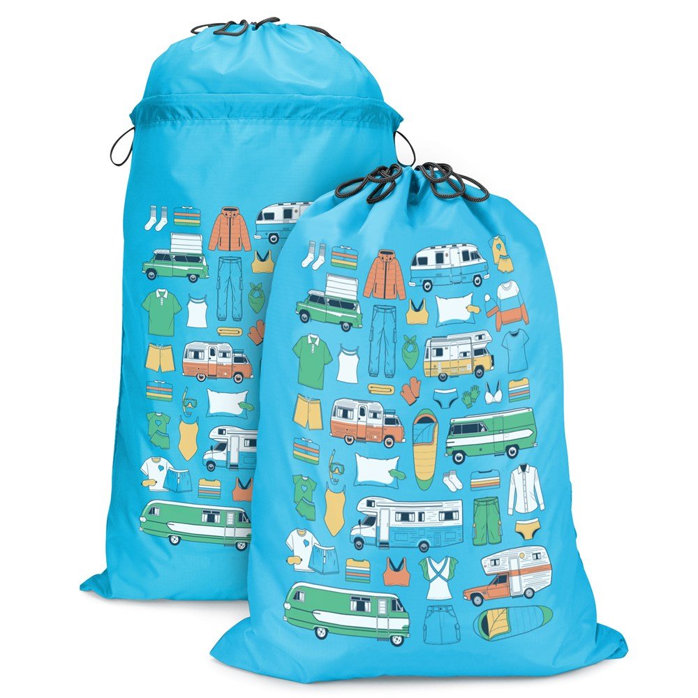 camper laundry bag for motorhome and campervans, pale blue camper collection