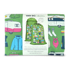 folded classic green caravan laundry bag in Van Go label wrap, packs down to 24 x 17 x 3cm