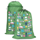 expandable caravan laundry bag with handles, classic green van living design