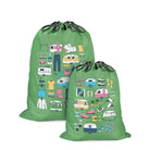 caravan travel shoe bags and mini laundry bag set, classic green van living design