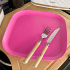 bamboo plate 26cm in vintage pink, with cutlery